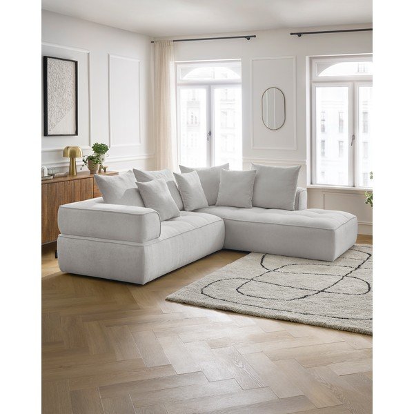 Svetlosivá ženilková rohová pohovka (pravý roh/do L) Whesley – Bobochic Paris-image-1