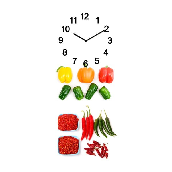 Sklenené hodiny Zelenina, 20x50 cm