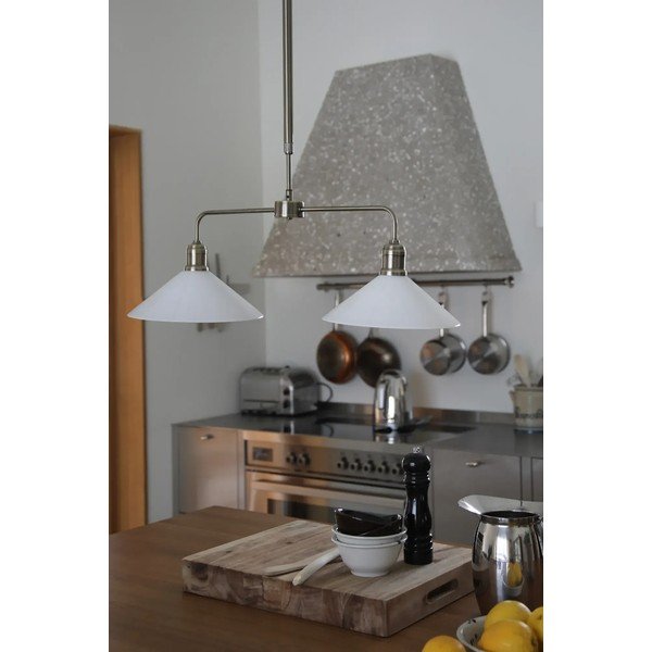 Biele/v mosadznej farbe kovové závesné svietidlo so skleneným tienidlom Vela – Markslöjd-image-1