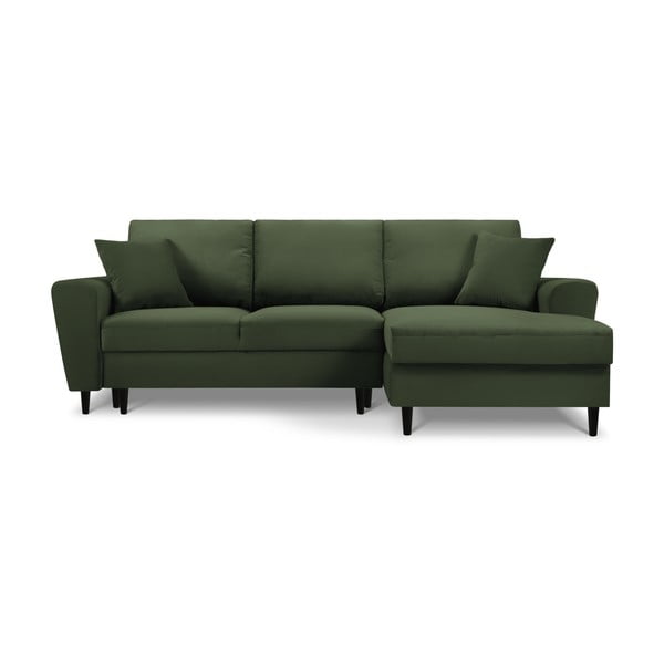 Zelená menčestrová rozkladacia/s úložným priestorom rohová pohovka (pravý roh/s leňoškou) Kyoto – Cosmopolitan Design