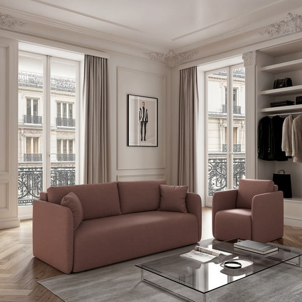 Ružová rozkladacia pohovka 220 cm Chaum – Rodier-image-1