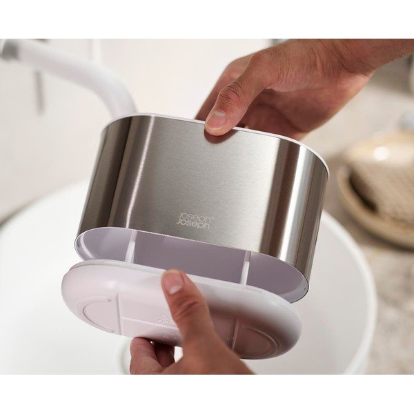 Stojan na zubné kefky z nehrdzavejúcej ocele v striebornej farbe Duo Steel – Joseph Joseph-image-3