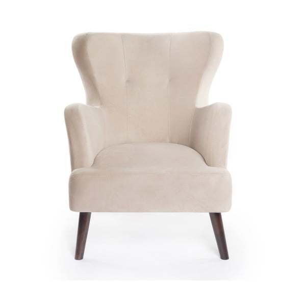 Béžové zamatové kreslo ušiak Noemye – Bonami Selection-image-2