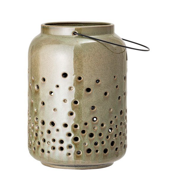 Zelený kameninový lampáš Bloomingville Wade, výška 26,5 cm-image-2