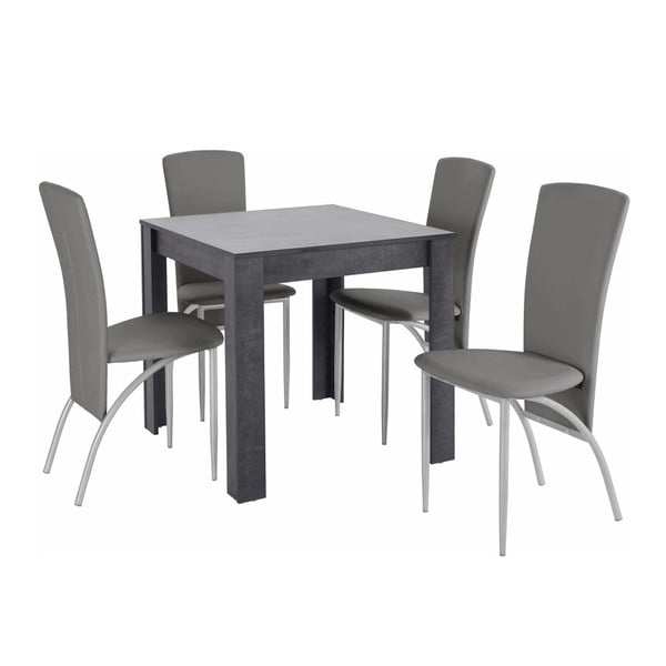 Set jedálenského stola a 4 sivých jedálenských stoličiek Støraa Lori Nevada Duro Slate Light Grey