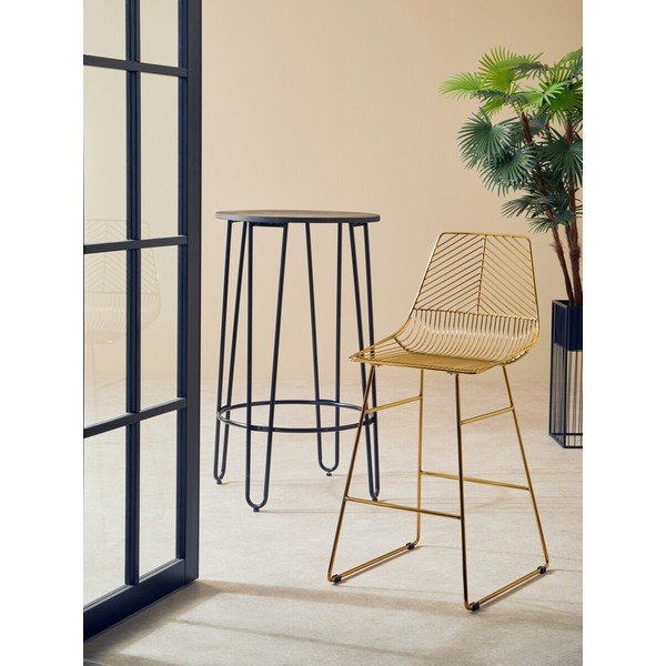 Kovová barová stolička v zlatej farbe District – Premier Housewares-image-3