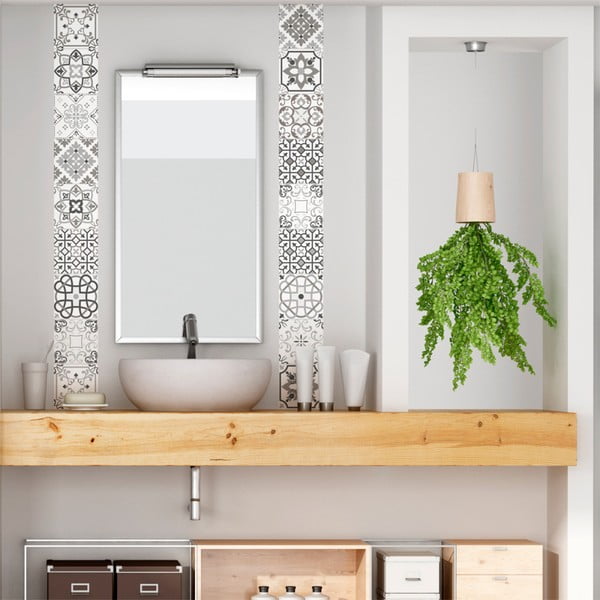 Sada 30 nástenných samolepiek Ambiance Cement Tiles Shade of Gray Bari, 10 × 10 cm-image-2