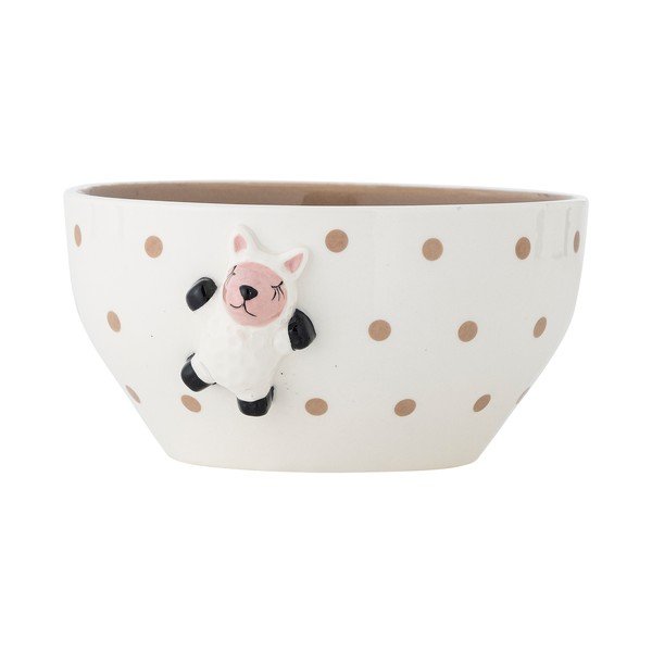 Biela/hnedá kameninová detská miska ø 14 cm Dolly – Bloomingville Mini