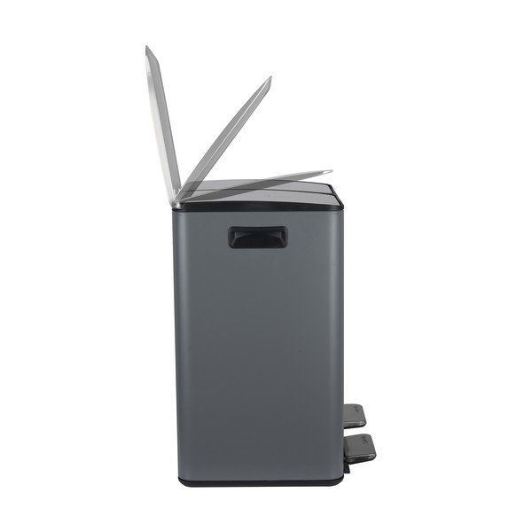 Tmavosivý oceľový odpadkový kôš 2x20 l na triedený odpad/nášľapný Aliya – Spirella-image-3