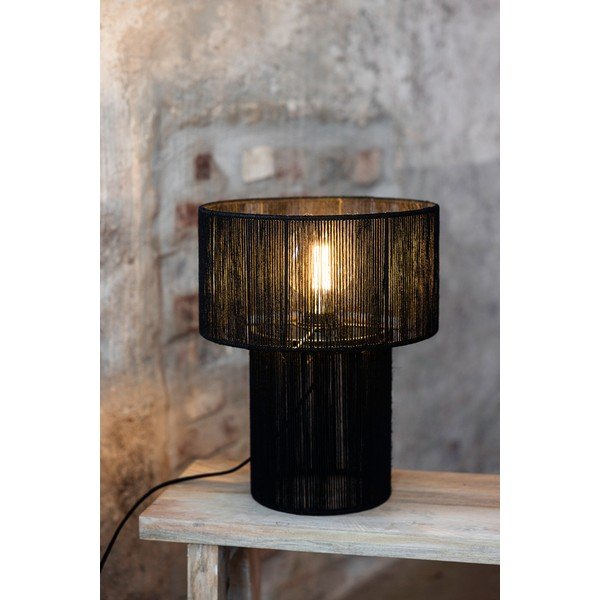 Čierna stolová lampa s tienidlom z juty (výška  38 cm) Soga – Markslöjd-image-2