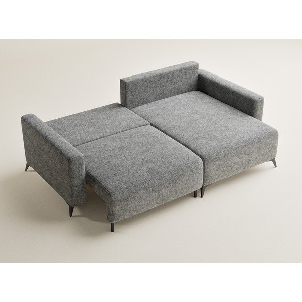 Sivá ženilková rozkladacia/s úložným priestorom rohová pohovka (pravý roh/s leňoškou) Leon – Maison de Rêve-image-3