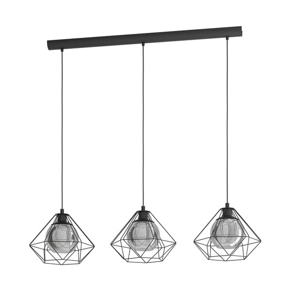 Čierne závesné svietidlo so skleneným tienidlom VERNHAM – EGLO