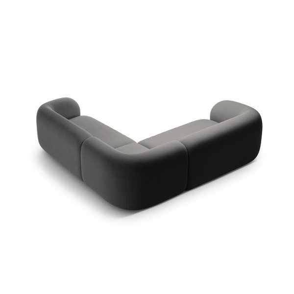 Tmavosivá zamatová rohová pohovka Kate – Micadoni -image-2