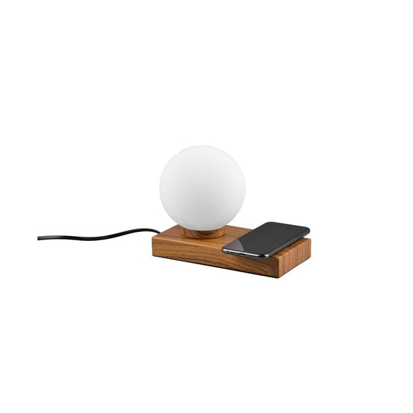 Bielo-hnedá stolOVá lampa s bezdrôtovou nabíjačkou (výška 15 cm) Chloe – Trio