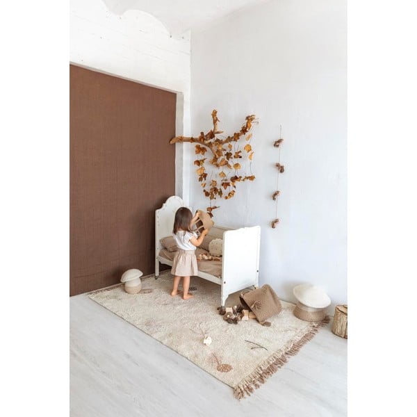Krémový prateľný ručne tkaný bavlnený detský koberec 140x200 cm Pine Forest – Lorena Canals-image-3