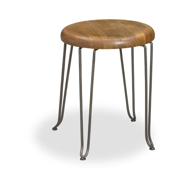 Stolička z ocele a mangového dreva Bluebone Hairpin
