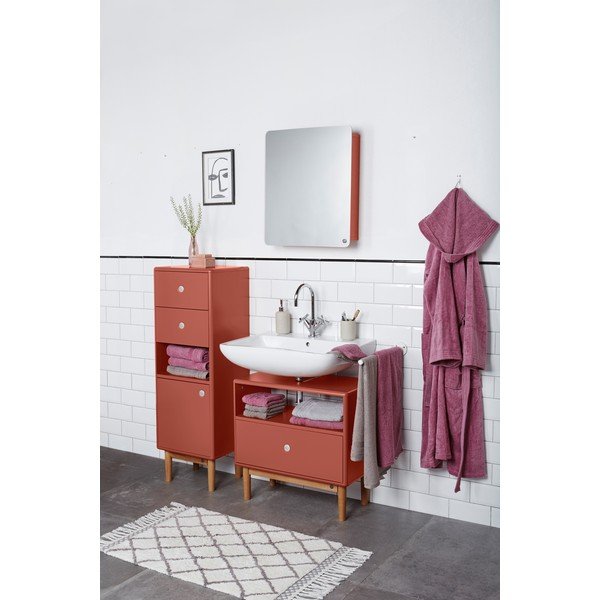 Červená nástenná kúpeľňová skrinka so zrkladlom Tom Tailor Color Bath-image-1