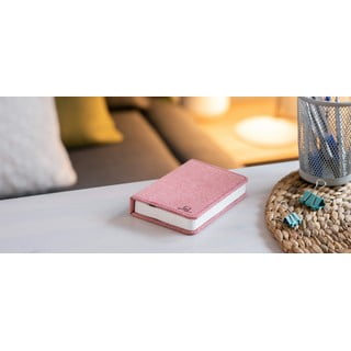 Ružová malá LED stolová lampa v tvare knihy Gingko Booklight