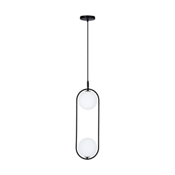 Čierne závesné svietidlo so skleneným tienidlom 18.5x15 cm Cordel - Candellux Lighting