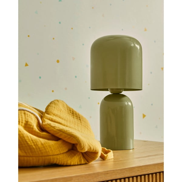 Zelená stolová lampa s kovovým tienidlom (výška 28 cm) Monze – Kave Home-image-2