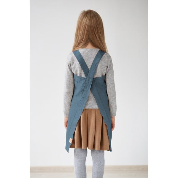 Detská modrá ľanová zástera Linen Tales Pinafore, 72 x 45 cm-image-1