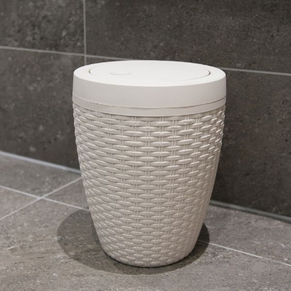 Krémovobiely kúpeľňový kôš Addis Rattan Bath Bin Calico, 5 l-image-3