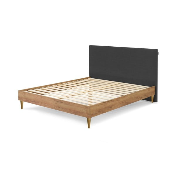 Tmavosivá/prírodná dvojlôžková posteľ s roštom 180x200 cm Noa – Bobochic Paris