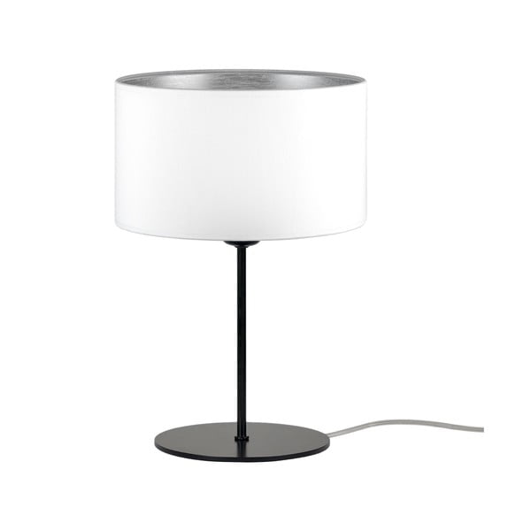 Biela stolová lampa s detailom v striebornej farbe Sotto Luce Tres S, ⌀ 25 cm