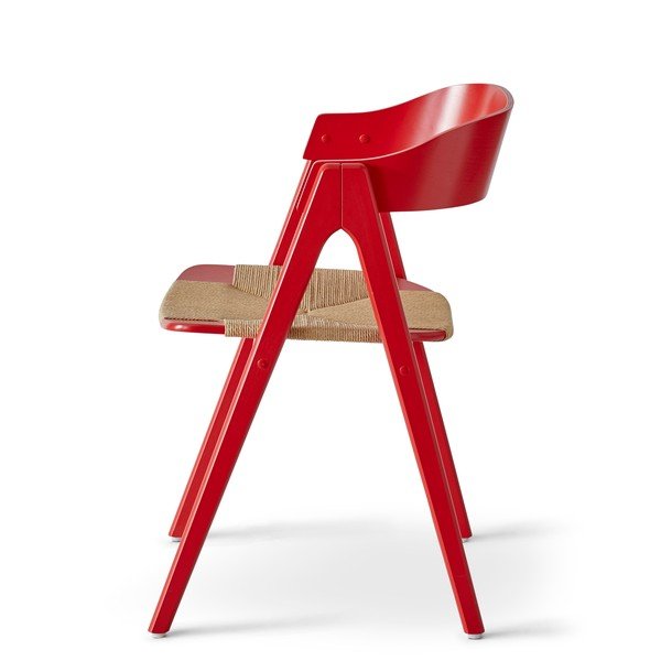 Červená jedálenská stolička z bukového dreva s ratanovým sedákom Findahl by Hammel Mette-image-1
