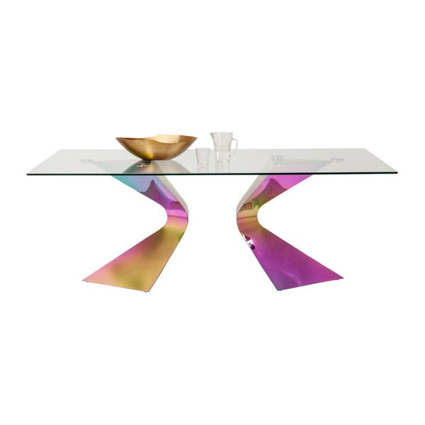 Jedálenský stôl s dúhovo sfarebnou oceľovou konštrukciou Kare Design Gloria, 200 × 100 cm