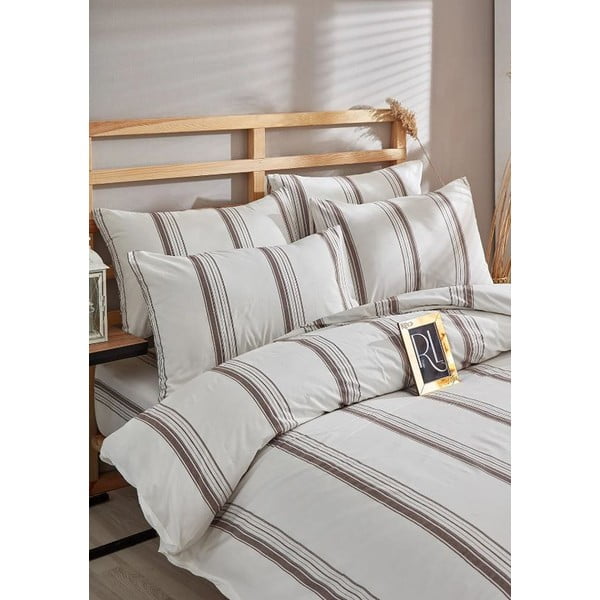 Hnedo-béžové bavlnené predĺžené obliečky na dvojlôžko 200x220 cm – Mila Home-image-2