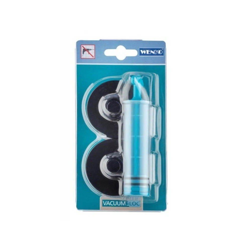 Súprava 2 čiernych samodržiacich nástenných adaptérov a pumpičky Wenko Vacuum-Loc Classic Plus