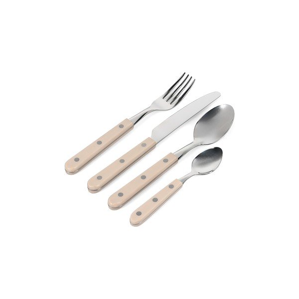 Béžový/v striebornej farbe antikoro príbor 16 ks pre 4 osoby Sierra – Salt&Pepper-image-4