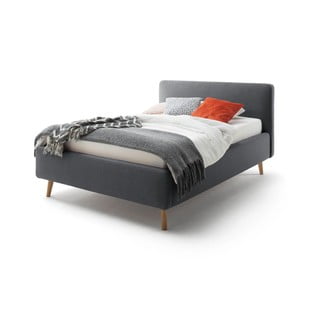 Tmavosivá dvojlôžková posteľ s roštom a úložným priestorom Meise Möbel Mattis, 140 x 200 cm