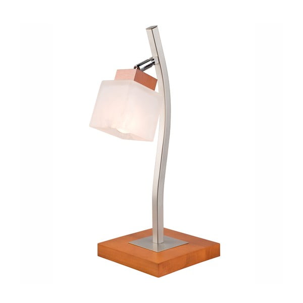 Hnedá stolová lampa so skleneným tienidlom (výška  45 cm) Dana – LAMKUR