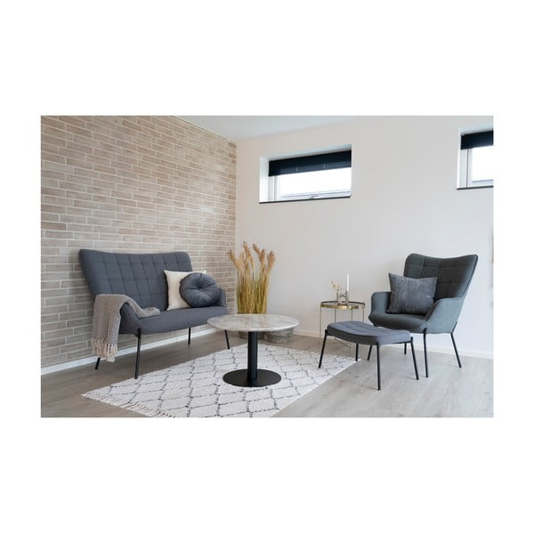 Bielo–čierny okrúhly konferenčný stolík s doskou v dekore mramoru 70x70 cm Bolzano – House Nordic-image-4