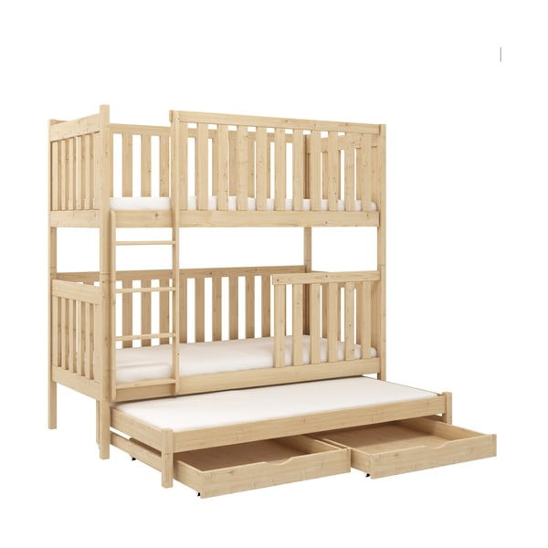 Poschodová detská posteľ z borovicového dreva s úložným priestorom 80x180 cm Emilka - Lano Meble