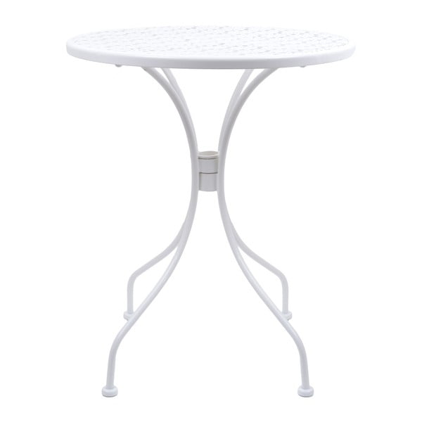 Biely kovový záhradný stolík Ewax, ⌀ 60 cm