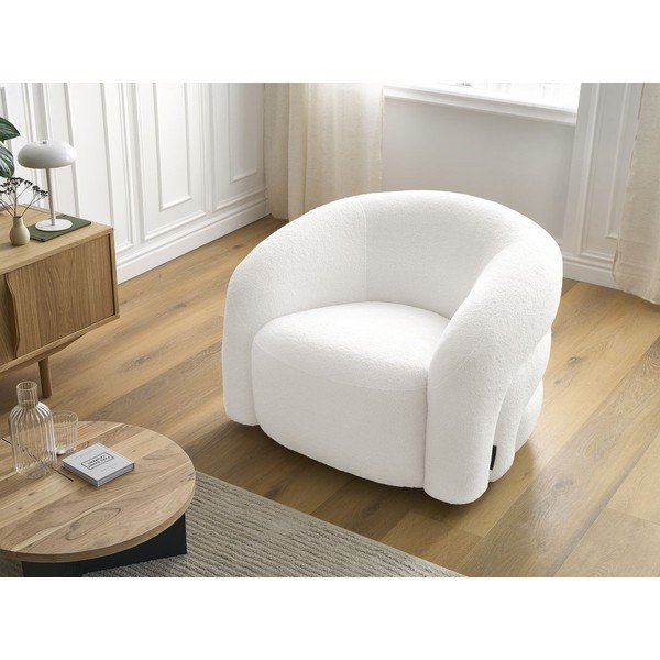 Biele otočné kreslo z textílie buklé Elina – Bobochic Paris-image-1