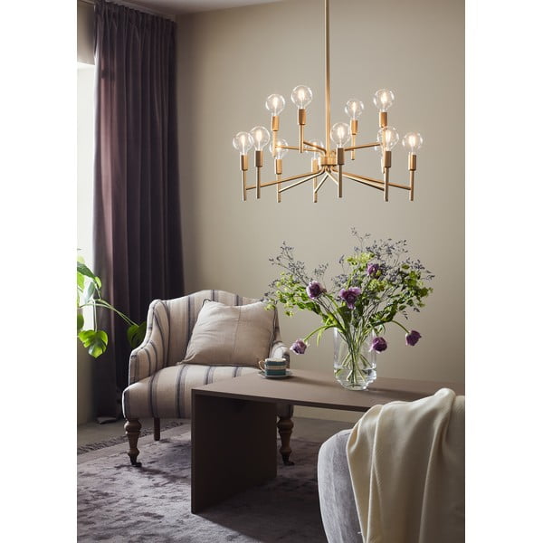 Dvanásťramenné závesné svietidlo v zlatej farbe Markslöjd Regent-image-1