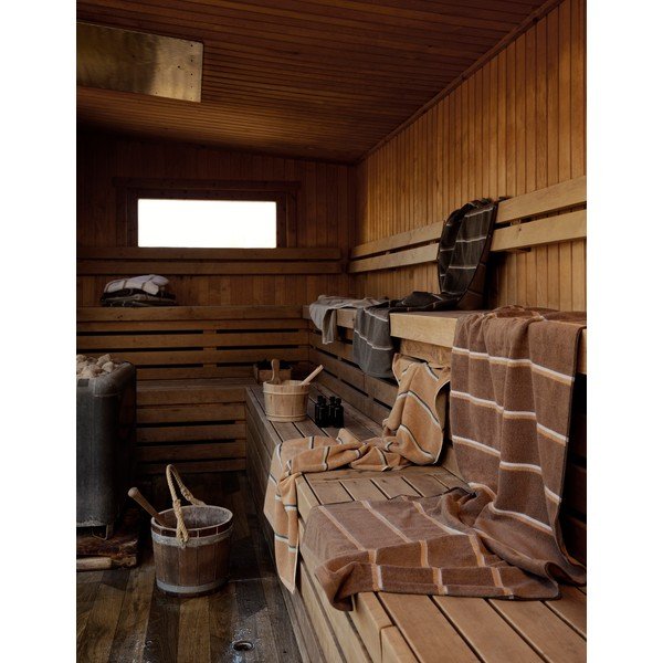 Čierna/svetlosivá bavlnená osuška 70x140 cm Sauna – Zone-image-1