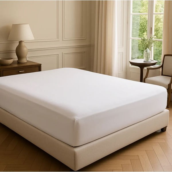 Biela napínacia plachta z bavlny Renforcé 200x140 cm Ranforce – Mila Home Luxury