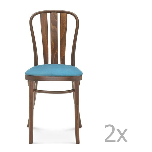 Sada 2 drevených stoličiek s modrým čalúnením Fameg Jorgen
