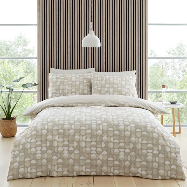 Bielo-béžové obliečky na dvojlôžko 200x200 cm Craft Floral - Catherine Lansfield-image-4