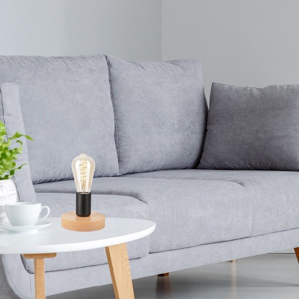 Čierna/v prírodnej farbe stolová lampa - LAMKUR-image-1