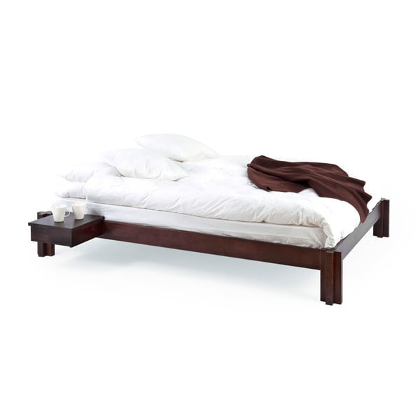 Tmavohnedá ručne vyrábaná posteľ z masívneho brezového dreva Kiteen Mori, 180 × 200 cm