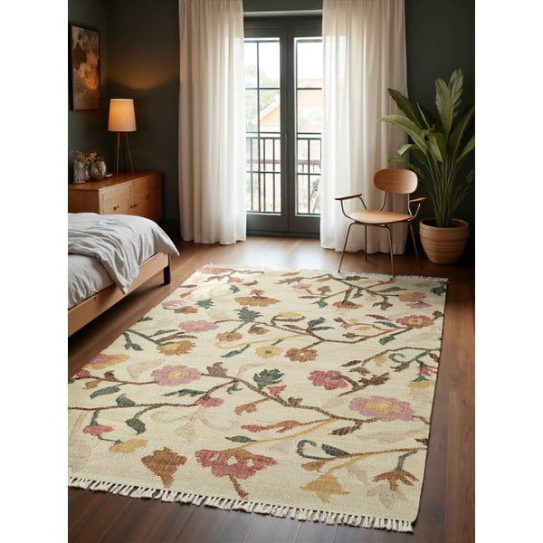 Krémový ručne tkaný jutový koberec 120x170 cm Roya Violette – Elle Decoration-image-1