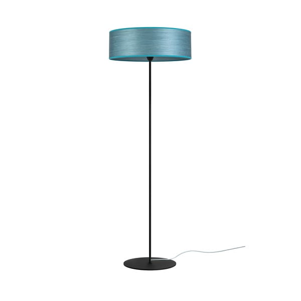 Modrá stojacia lampa z prírodnej dyhy Sotto Luce Ocho XL, ⌀ 45 cm
