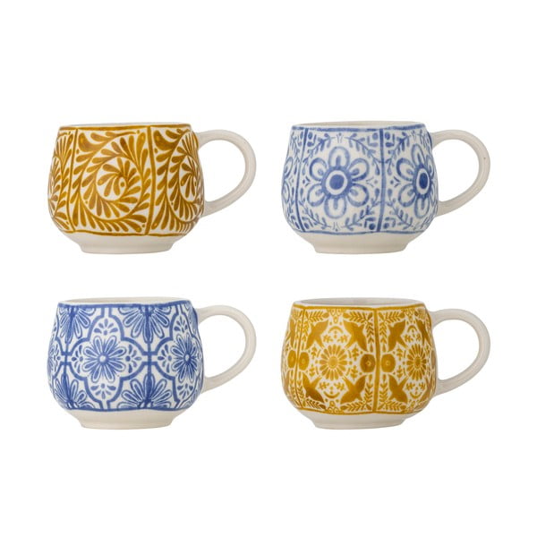 Modré/oranžové šálky v súprave 4 ks na espresso z kameniny 155 ml Milton – Bloomingville