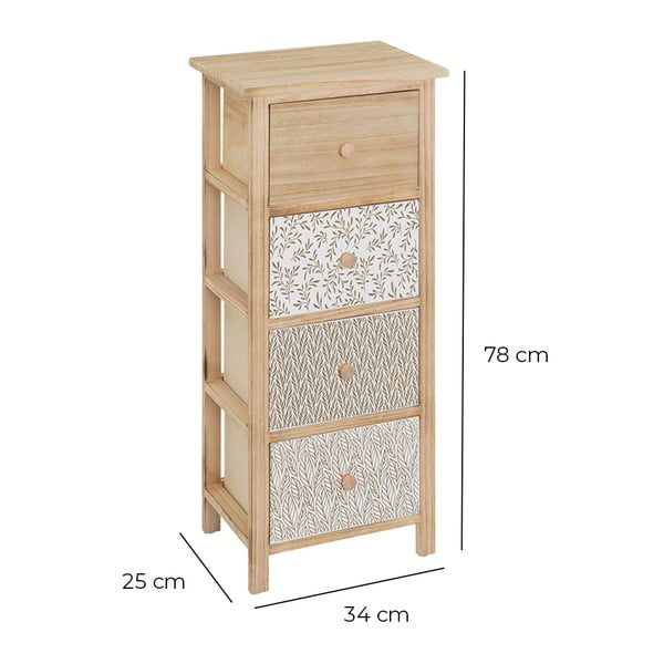 Vysoká komoda z masívu paulovnie v prírodnej farbe 34x78 cm – Casa Selección-image-2